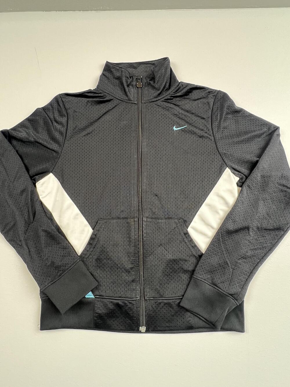 Nike Jacket Youth Large 12-13 Black Mesh Full Zip Track Colorblock Swoosh